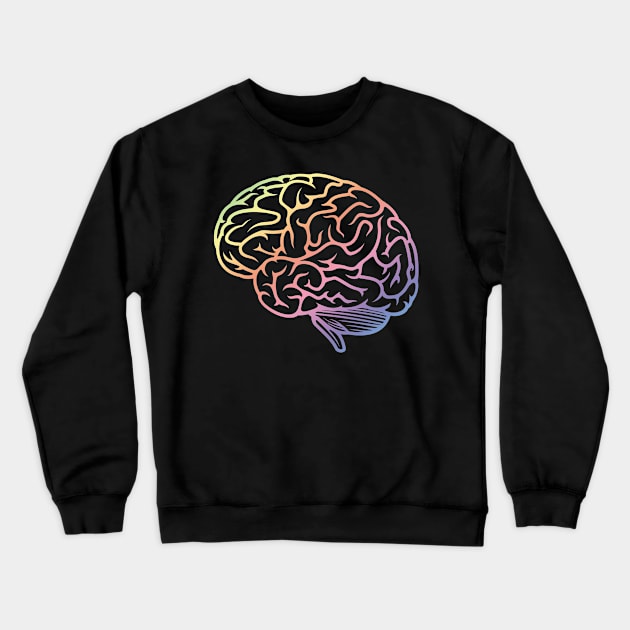 Beautiful Brain Rainbow Pastel Neuroscience Crewneck Sweatshirt by labstud